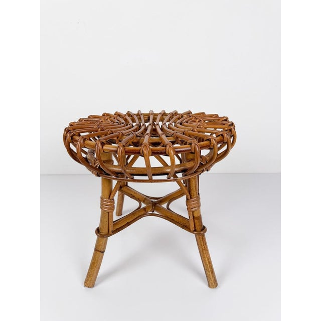 Mid-Century Modern Italian Bamboo and Rattan Stool by Tito Agnoli, 1960s For Sale - Image 12 of 18