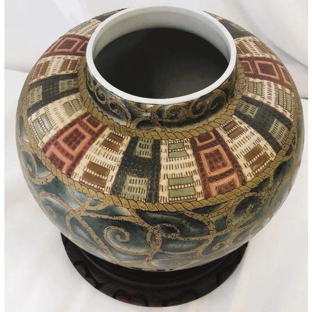 Oriental Vase With Stand For Sale - Image 4 of 7