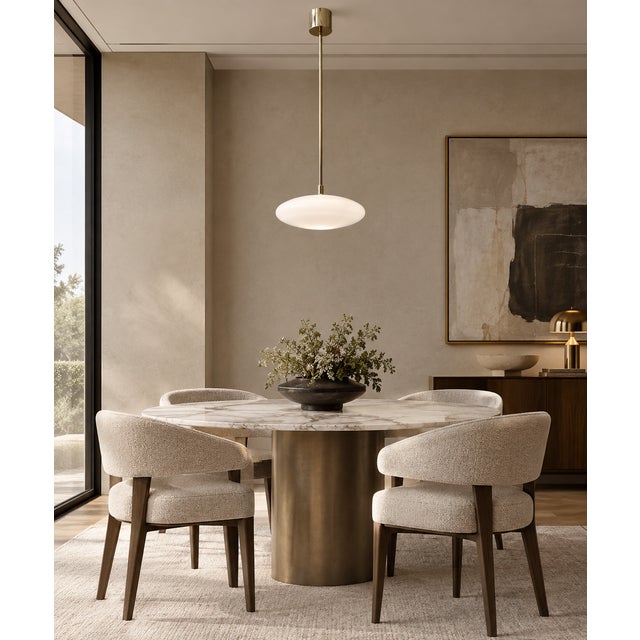 Brass Italian Uno Polished Brass Glossy White Murano Glass Shade Pendant by Fabio LTD For Sale - Image 8 of 8