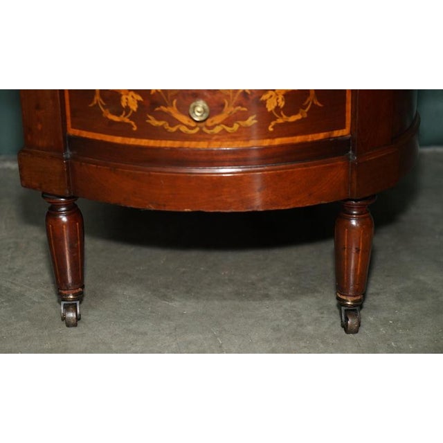 Victorian Marquetry Inlaid Hardwood Kidney Library Desk For Sale - Image 12 of 18