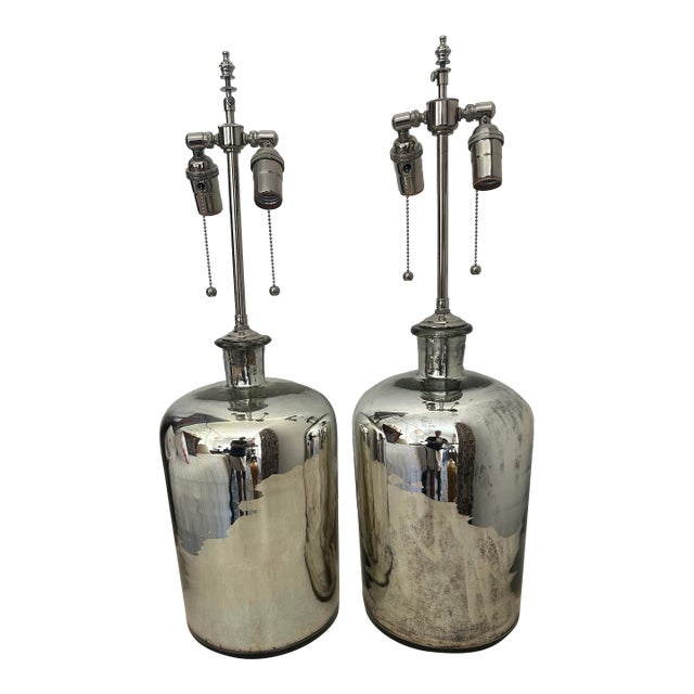 Vintage Mercury Glass Jar Lamps – a Pair For Sale