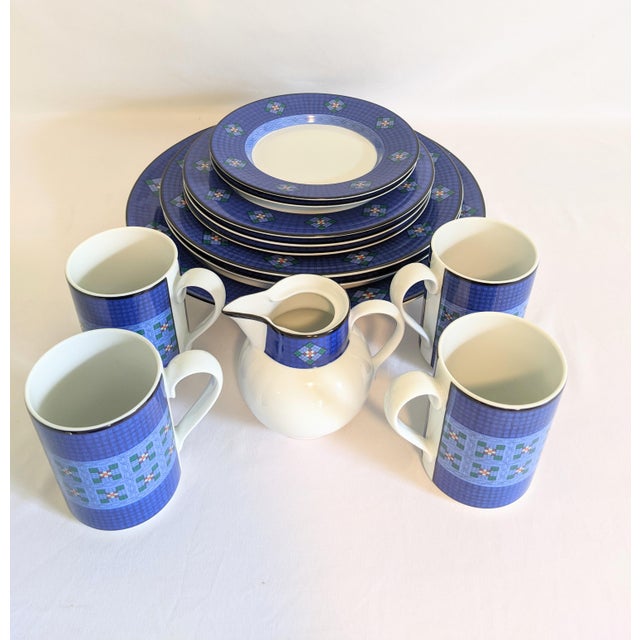 Vintage Dansk Quiltings Dinnerware Nine Patch Pattern Set 13 Pieces