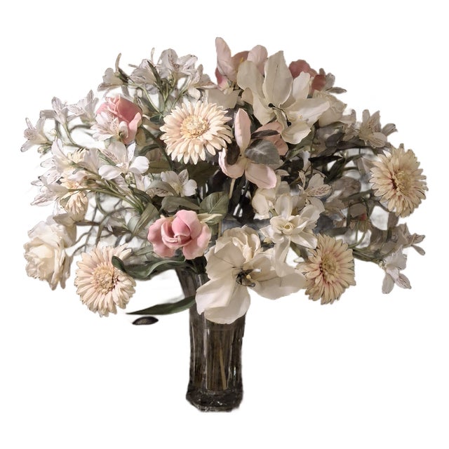 Beautiful Mixed Faux Flower Arrangement For Sale