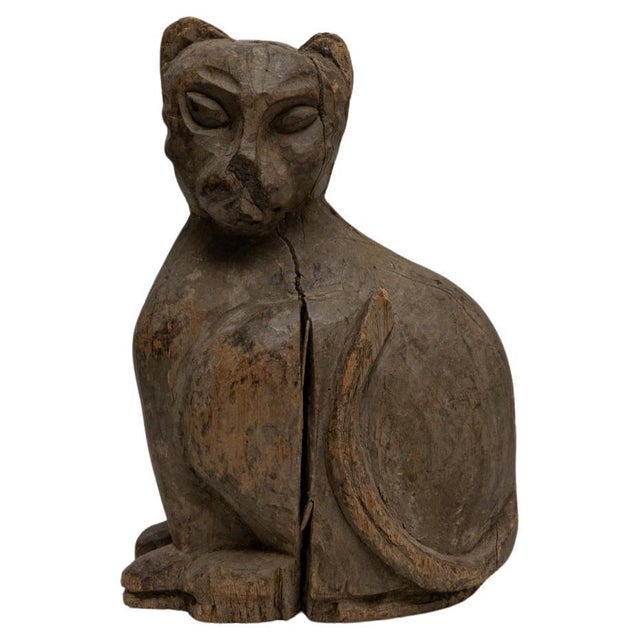 20th Century French Wooden Cat Sculpture For Sale - Image 15 of 18