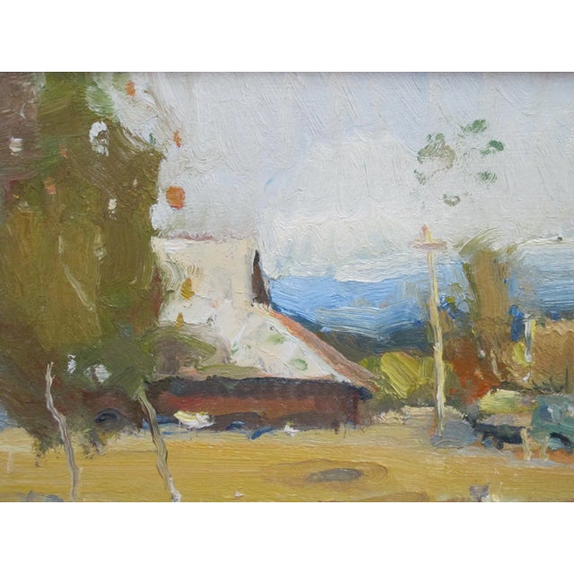 Late 20th Century Eric Jacobsen Plein Air Hay Barn Farmhouse Landscape Gilt Frame Oil Painting For Sale - Image 5 of 6