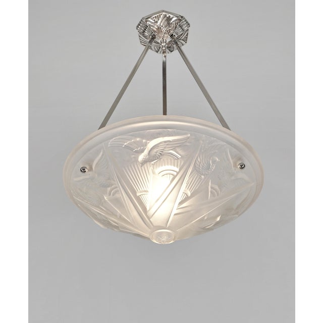 Art Deco French Art Deco Pendant Light by Hettier Et Vincent & Hanots - 1930s France For Sale - Image 3 of 12