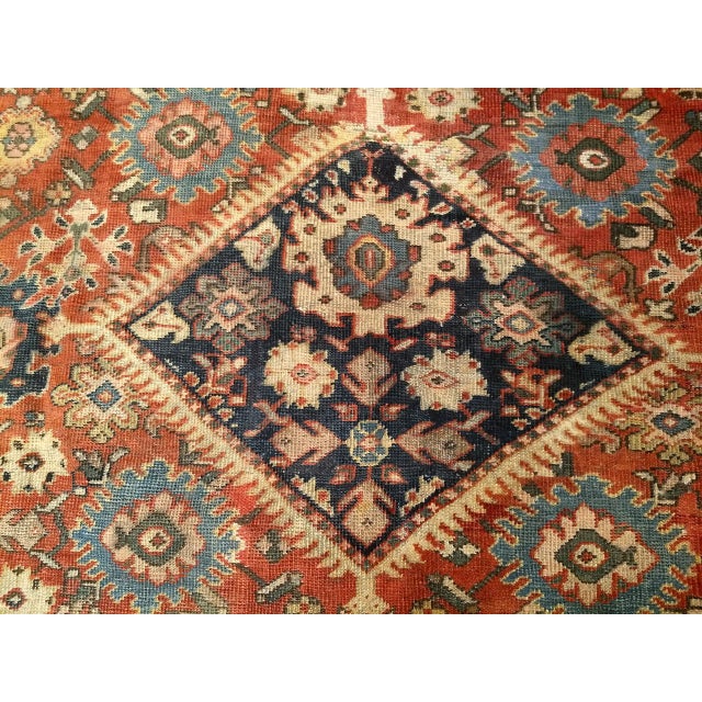 Antique Persian Mahal Sultanabad Rug, Hand-Knotted Wool, Geometric Pattern, Rust-Red & Navy, 10x12 For Sale - Image 11 of 16