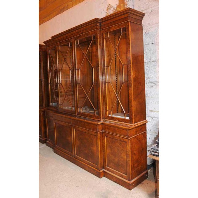 Brown Victorian Walnut Breakfront Bookcase For Sale - Image 8 of 18