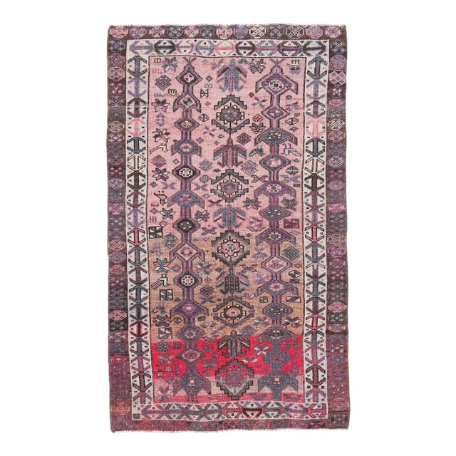 Vintage Turkish Oushak Handmade Cotton Pink Wool Area Rug For Sale