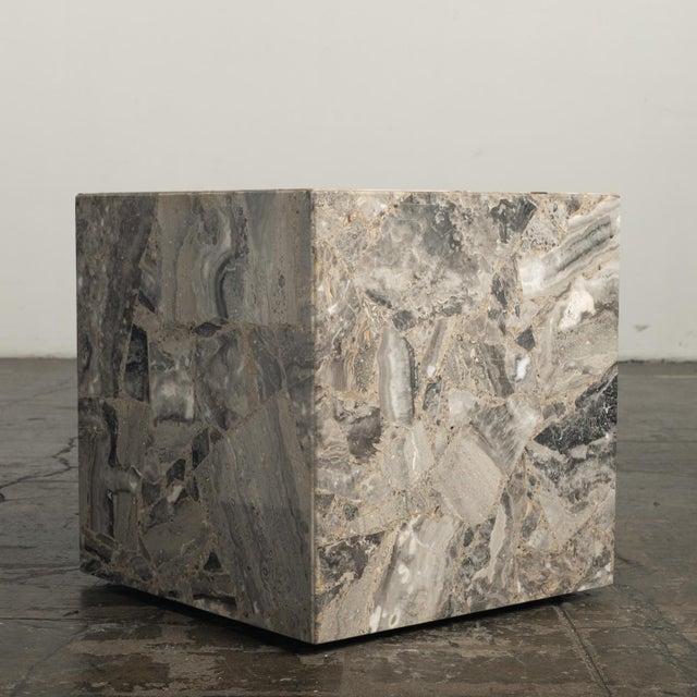 Modern 1980s Marble Stone Cube Mosaic Side End Accent Table Italian Modern For Sale - Image 3 of 12