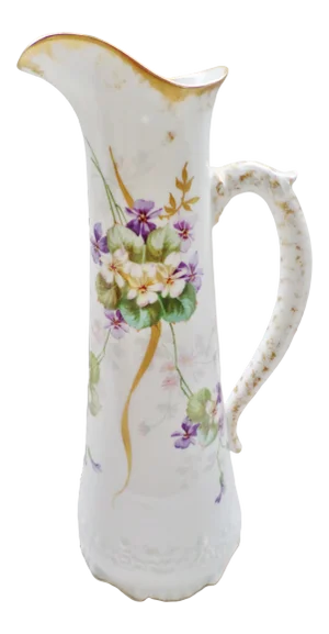 1890s-1910 Ak Limoges France Hp Violets Klingenberg Dwenger Pitcher