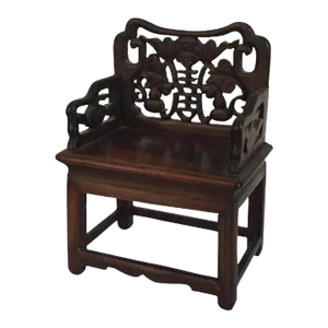 Miniature Antique 19th Century Chinese Carved Wood Scholar's Object - Apprentice, Salesman's Sample or Toy Chair