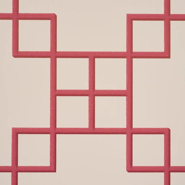 Contemporary SAMPLE - Schumacher Georgette Trellis Wallpaper In Red For Sale - Image 3 of 4