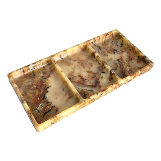 Mid 20th Century Faux Onyx Resin Partitioned Tray For Sale