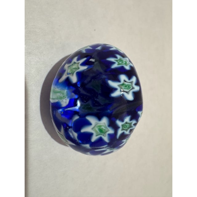 Mid 20th Century Vintage Murano Art Glass Egg Paperweight Blue Millefiori Aventurine Gold Foil For Sale - Image 5 of 7