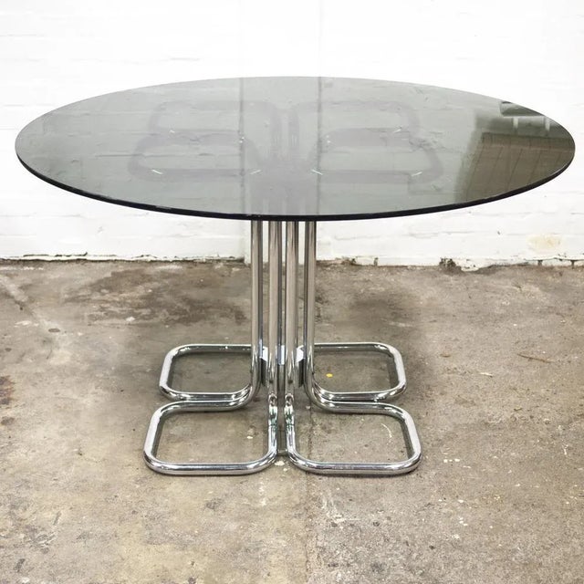 Mid-Century Modern Italian Glass Smoked Top Dining Table attributed to Giotto Stoppino, 1970s For Sale - Image 13 of 13