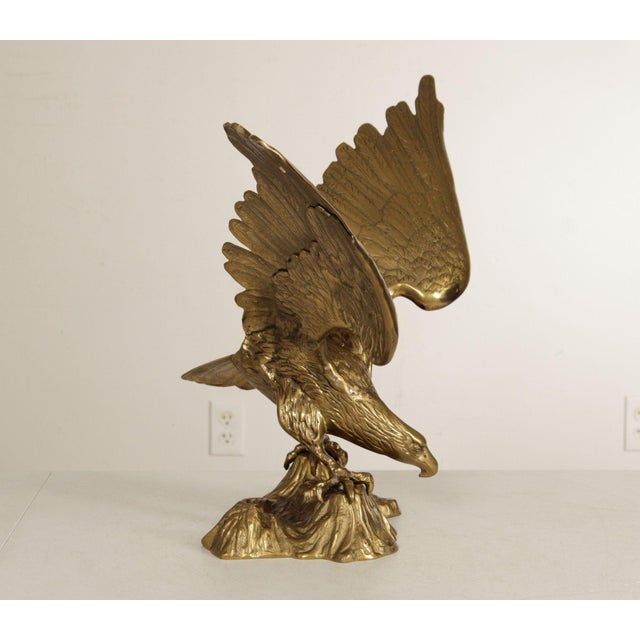 Metal Large Vintage Brass Eagle Statue For Sale - Image 7 of 12