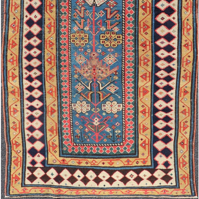 Tribal Antique Caucasian Shirvan Rug With Tribal Design and Motifs in Vivid Colors For Sale - Image 3 of 12