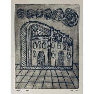 Dora Szampanier, Etching of destroyed synagogue - Ludmir, Poland For Sale