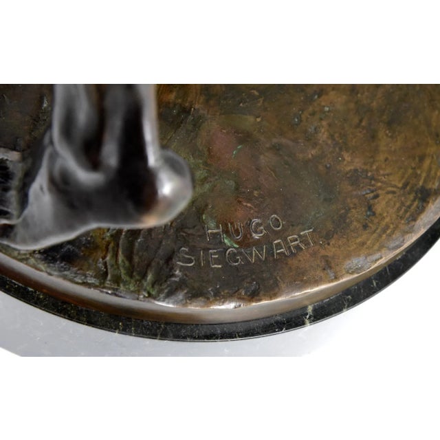 Antique Bronze Sculpture of Male Nude with Stone by Hugo Siegwart For Sale - Image 11 of 12