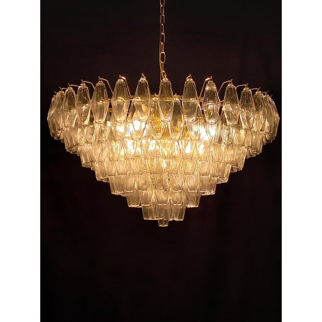 Handmade Crystal Polyhedron Glass Chandelier, 1962 For Sale - Image 6 of 12
