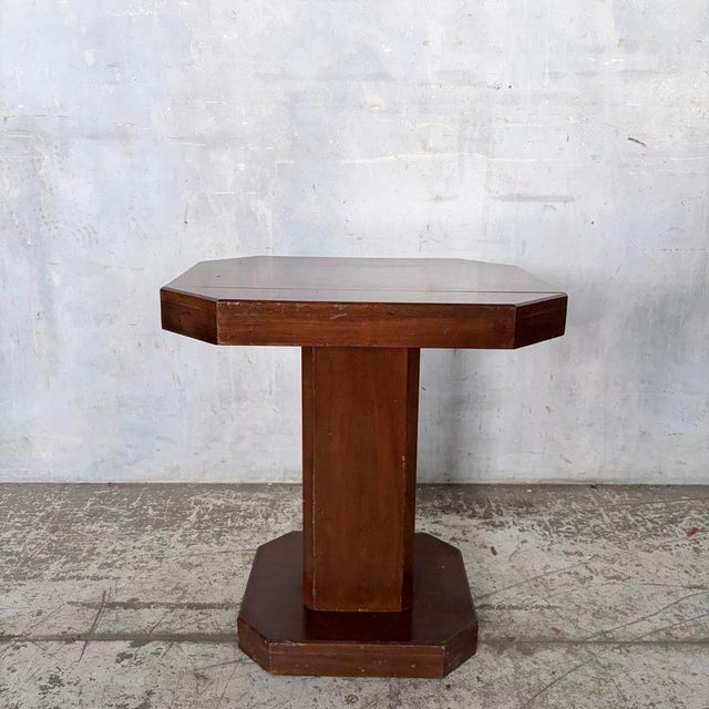 Wood Art Deco Walnut Pedestal Side Table, 1930s For Sale - Image 7 of 10
