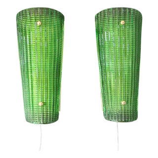 Emerald Green Murano Glass Wall Sconces in the style of Mazzega, Italy, ,2000s, Set of 2 For Sale