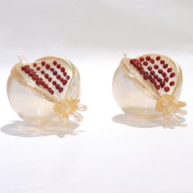 Italian Pair of Venetian Glass Pomegranate Sculptures by Romeo Gigli for Pauly & Co. For Sale - Image 3 of 16