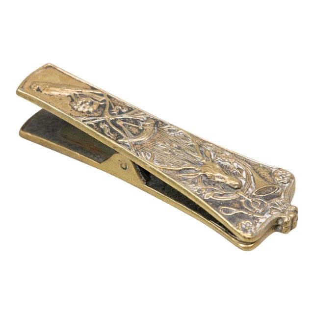 Art Deco French Max LeVerrier Bronze Hunting Scene Desk Paper Clip, Signed, C. 1930 For Sale