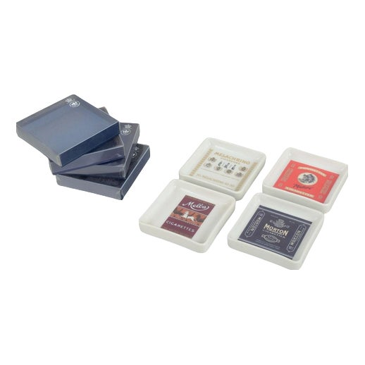 Vintage Danish Square Porcelain Ashtrays from Bing & Grøndahl, 1970s, Set of 4 For Sale