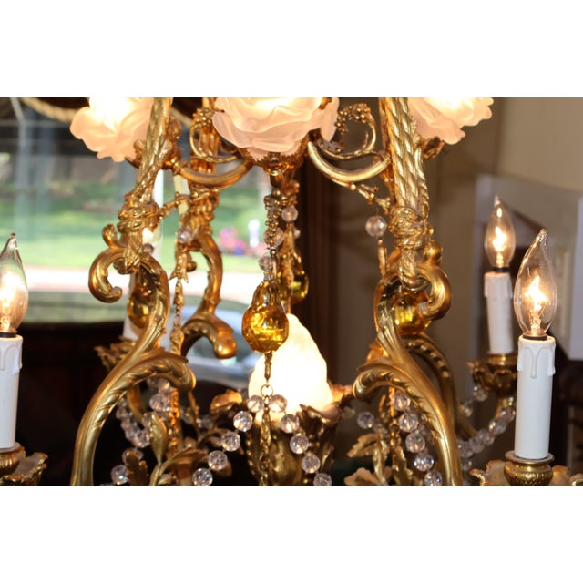 1910 French Belle Epoque Style Gilt Bronze Crystal Chandelier For Sale - Image 16 of 18