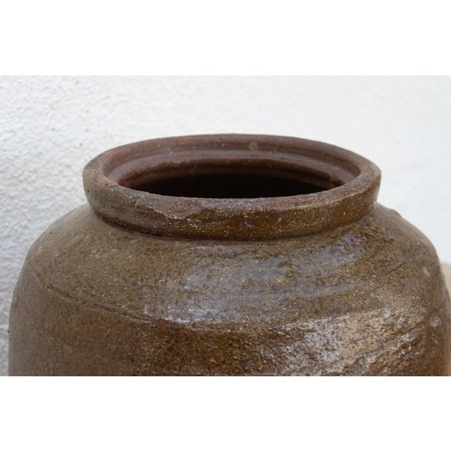 Antique Brown Glazed Storage Jar For Sale - Image 4 of 10