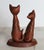 Mid 20th Century Vintage Hand-Carved Wooden Siamese Cat Figurine on Wood Base For Sale - Image 5 of 12