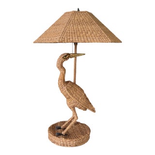 Monumental Mario Lopez Torres Woven Crane Table Lamp For Sale