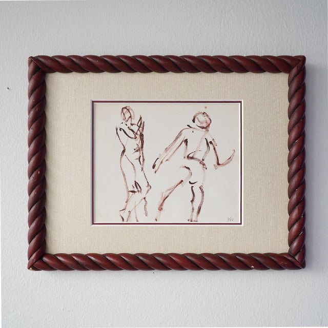 Mid 20th Century Figural Nude Study Framed Original For Sale - Image 9 of 12
