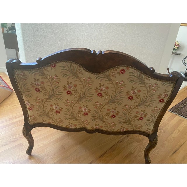 Louis XV French Style Unique and Beautiful Paul Robert Settee Carved wood with gold accents, nail head trim. The fabric is...