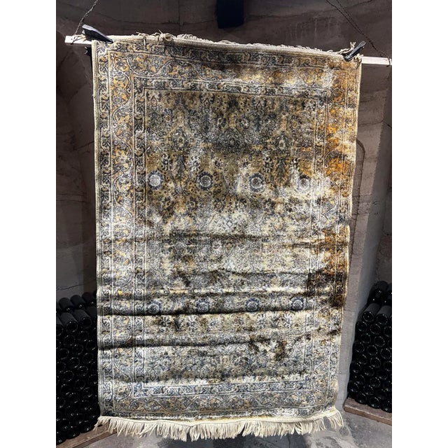 1970s Vintage Handmade Elegant Persian Rug Silk Tapestry For Sale - Image 11 of 11