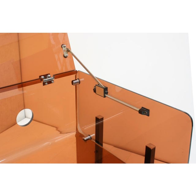 Brown Acrylic Glass Stereo Cabinet attributed to Michel Dumas for Roche Bobois, 1970s For Sale - Image 8 of 18