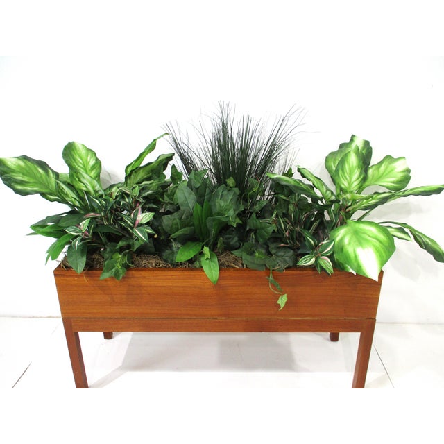 Teak Indoor Planter With Silk Plants Denmark For Sale In Cincinnati - Image 6 of 10
