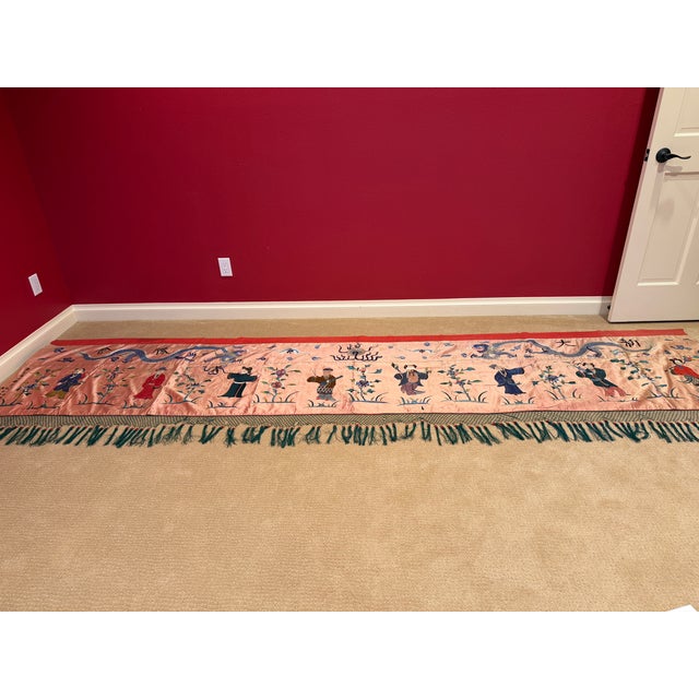 Mid 19th Century Ceremonial Chinese Emboidered Hanging Late Qing Dynasty 144 X Height 39 For Sale - Image 5 of 11