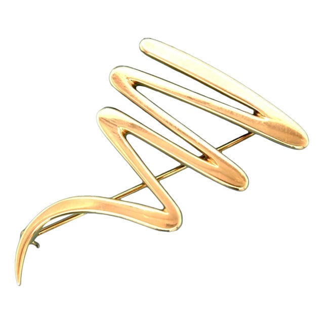 Late 20th Century Paloma Picasso 18k Gold Zigzag Brooch for Tiffany & Co. For Sale