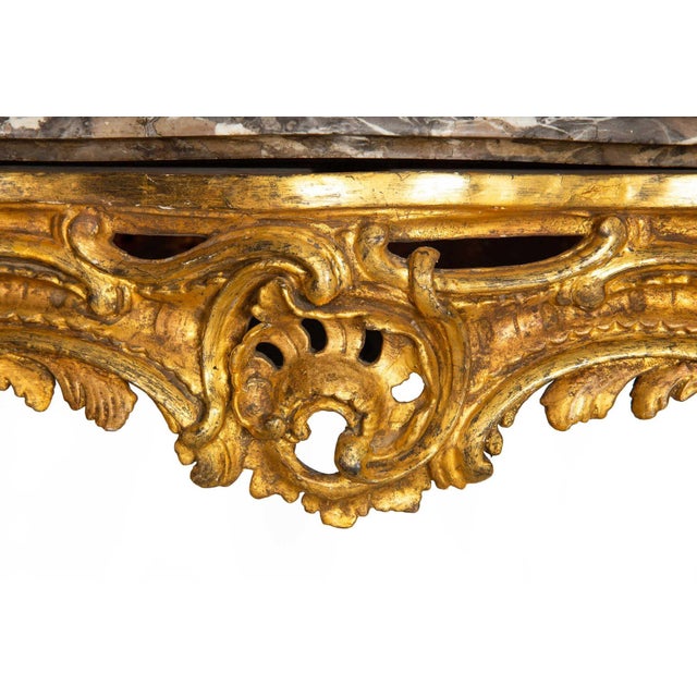 18th Century French Louis XV Period Giltwood Marble Console Pier Table For Sale - Image 4 of 12