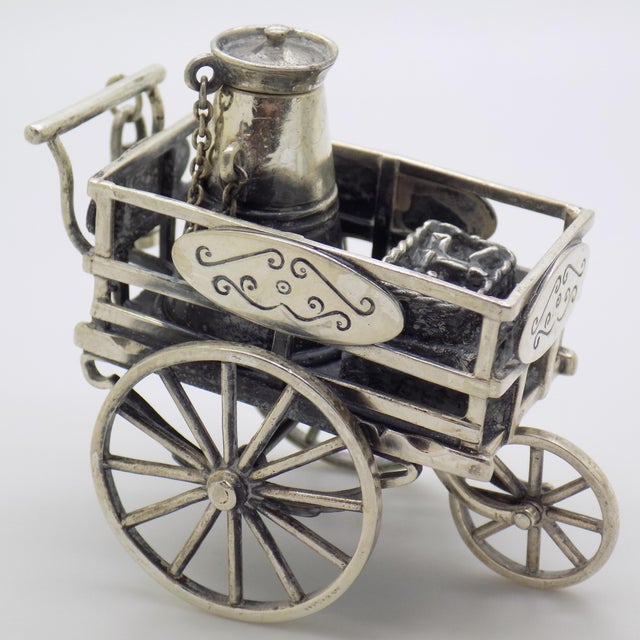 Vintage Italian Handmade Sterling Silver 925 Street Cart Figurine from Medusa-Oro, 1980s For Sale - Image 3 of 13