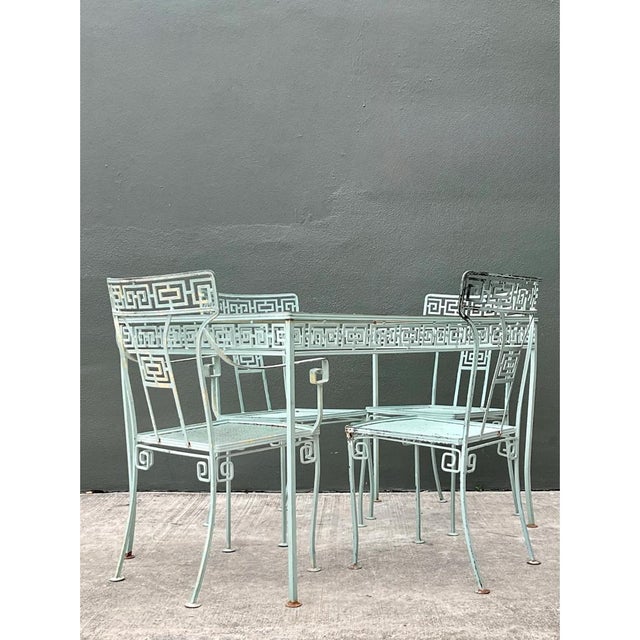 Meadowcraft Vintage Meadowcraft Greek Key Outdoor Dining Chairs - Set of Four For Sale - Image 4 of 12