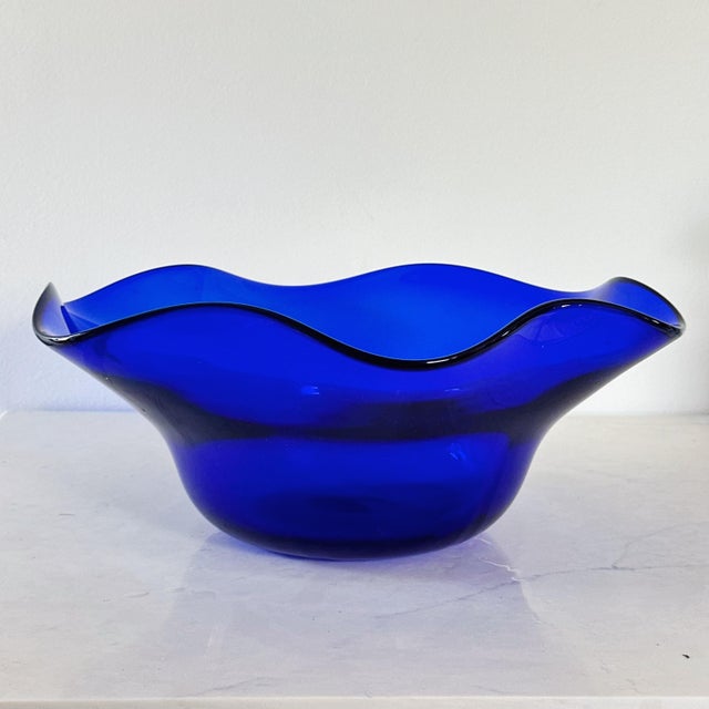 Vintage Hand Blown Glass Sink Basins in Translucent Blue Chairish