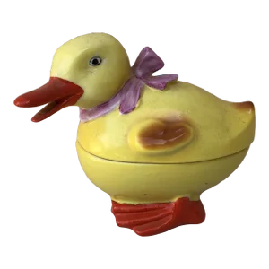 C.1930 German Porcelain Duckling With Bow Box