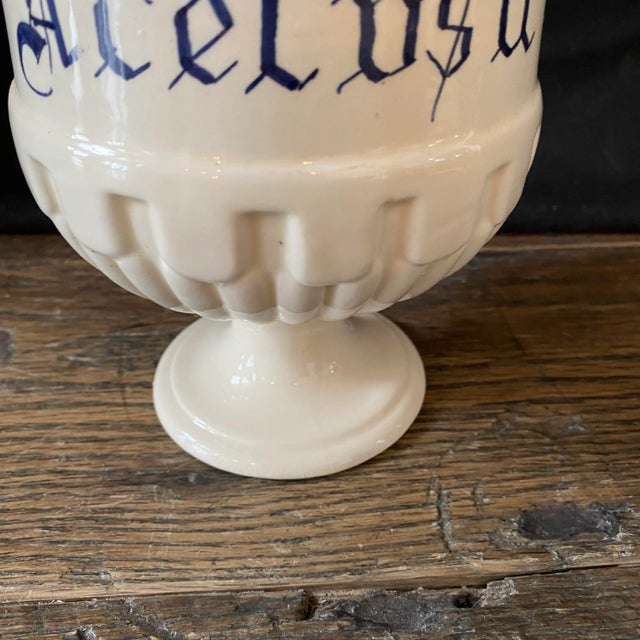 19th Century Antique Italian Apothecary Jar Venetian Acetosa Porcelain Urn Large For Sale - Image 5 of 10