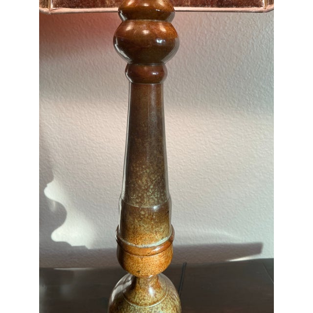 Mid 20th Century Vintage Mid-Century Modern Wescal Table Lamp With Faux Tortoiseshell Shade & Verdigris Finish For Sale - Image 5 of 12