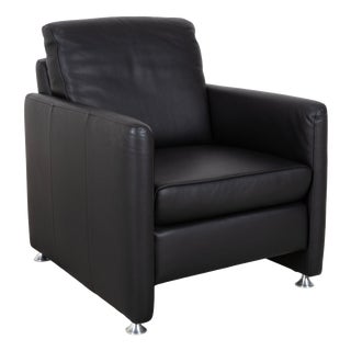 Black Leather Lounge Chair from Ewald Schillig For Sale
