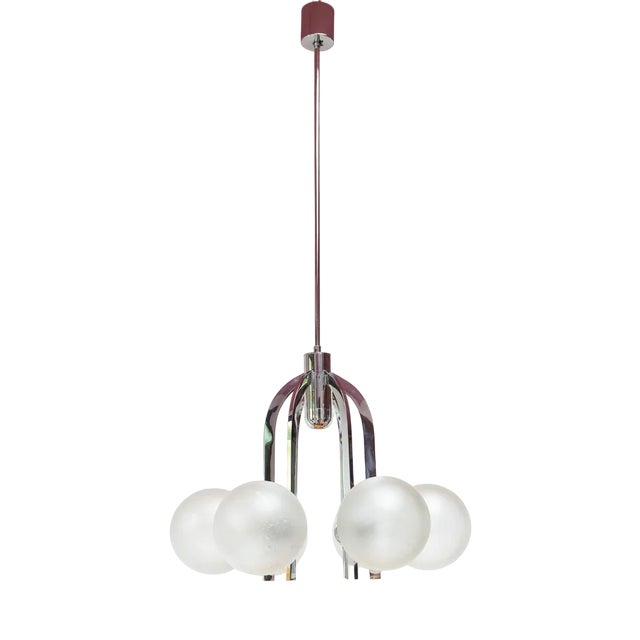 German Sputnik Pendant Steel and glass, 1960s For Sale